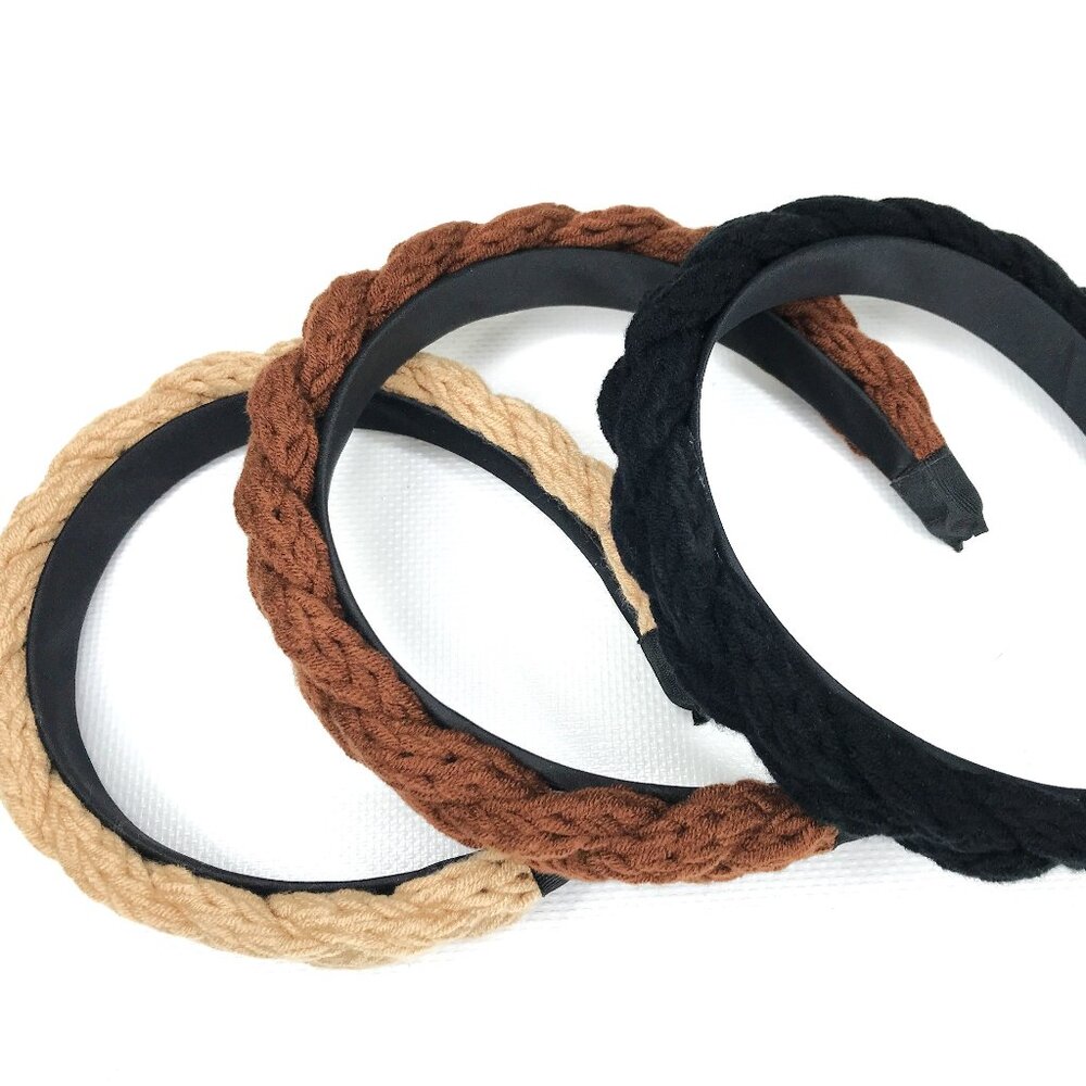 Braided Head Bands Black Brown Tan Boho